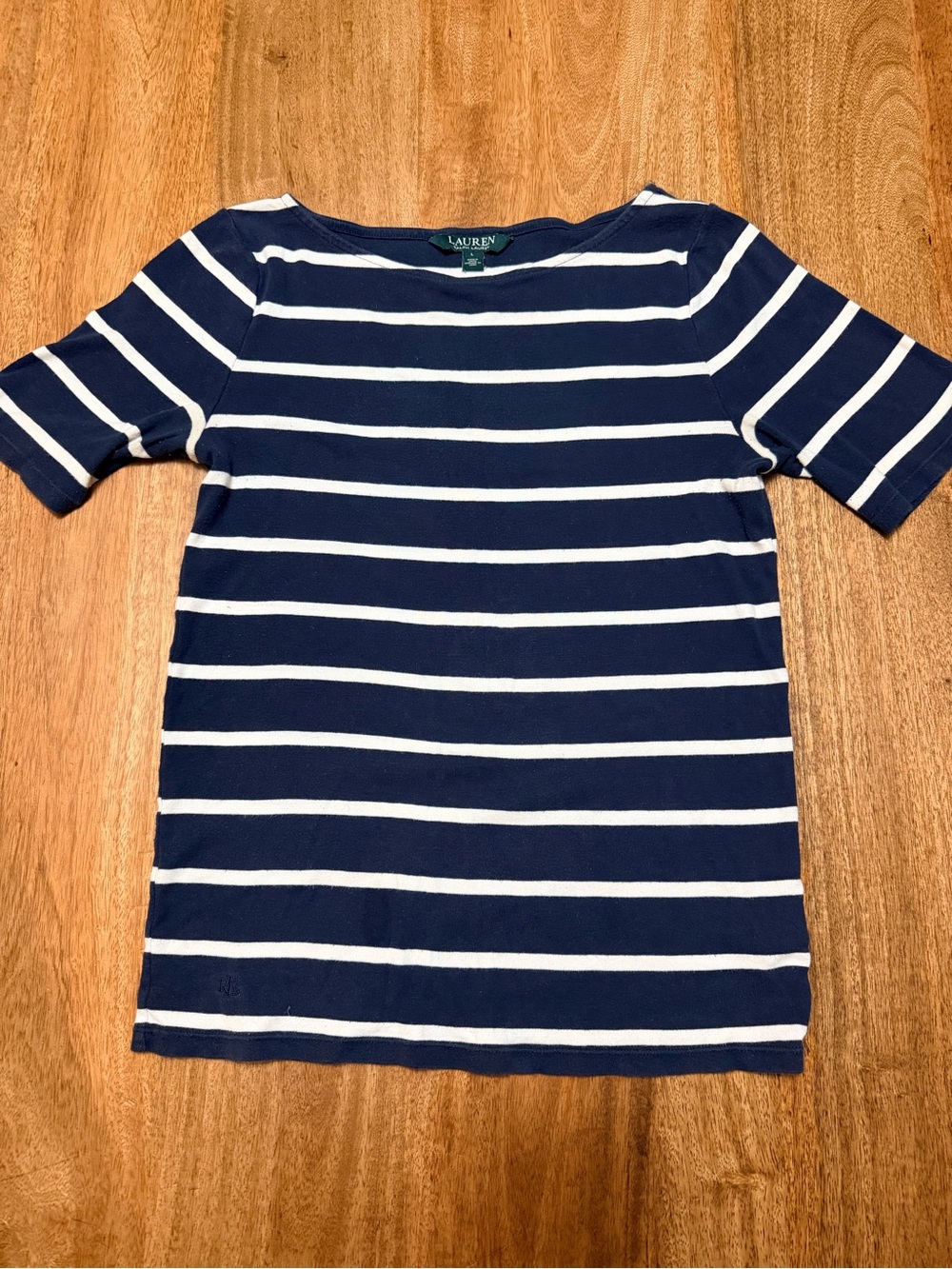 Ralph Lauren Navy & White Striped Short Sleeve Tee